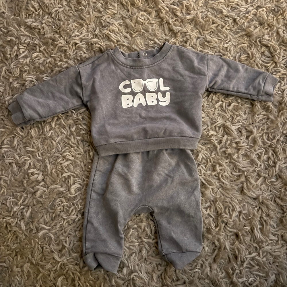 Gray 'Cool Baby' Sweatshirt and Pants Set - NEWBORN BABY